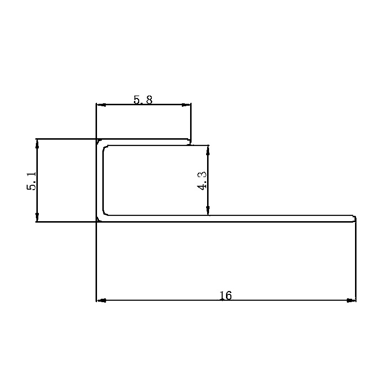 16x4.3CM Aluminum J Channel