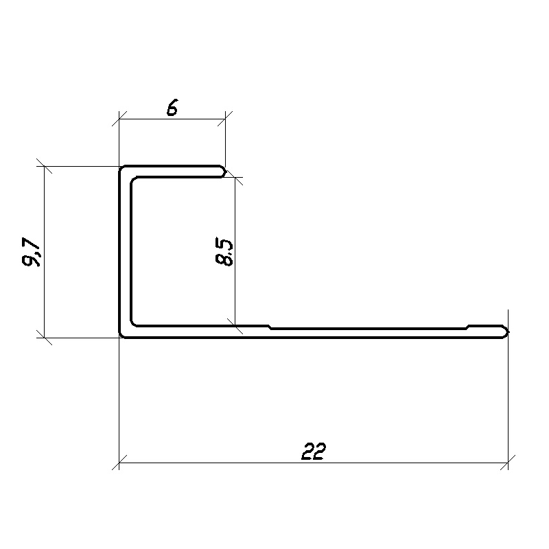 22x8.5CM Aluminum J Channel