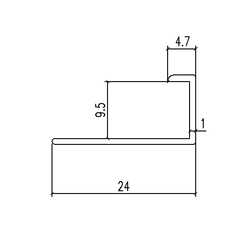24x9.5CM Aluminum J Channel