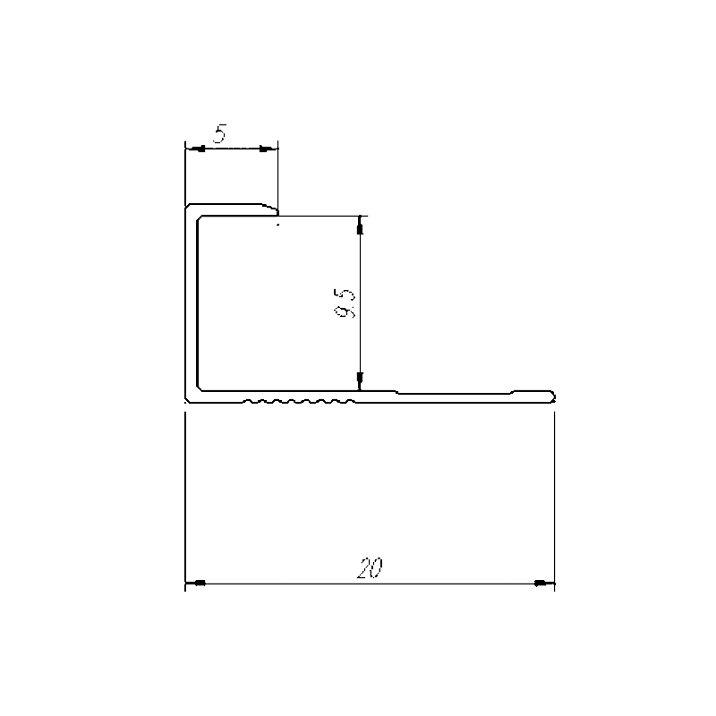 20x9CM Aluminum Soffit J Channel Trim