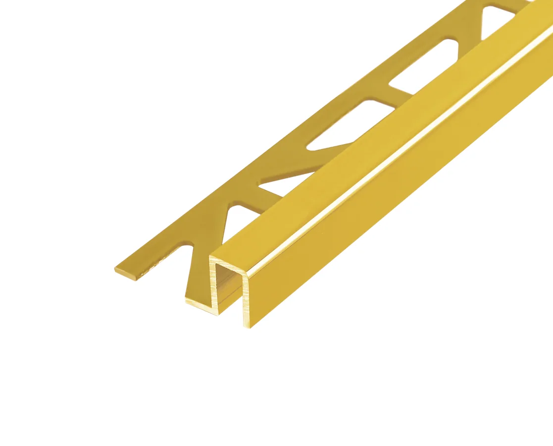 Brass tile edge trim with decorative finish for premium interiors