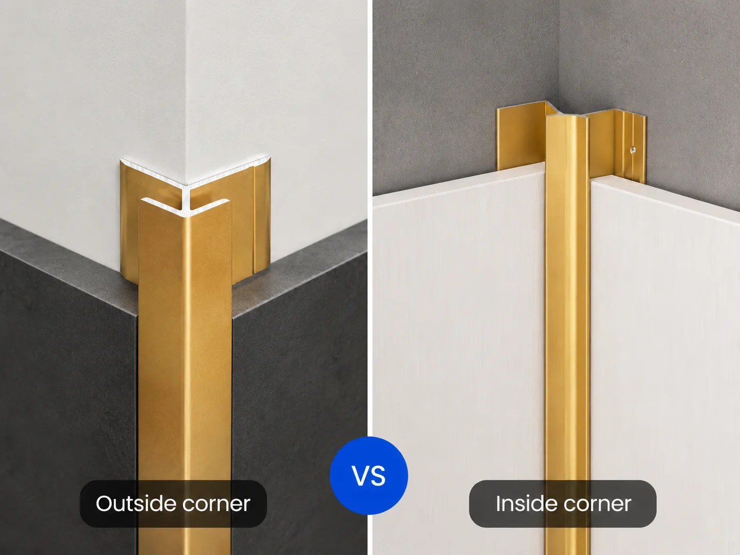 Comparison of outside and inside corner trim for wall paneling