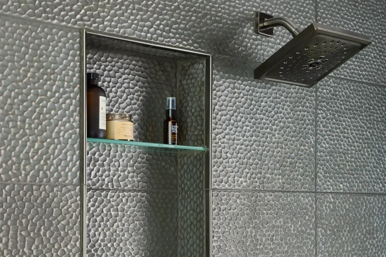Installing tile edge trim around a shower niche