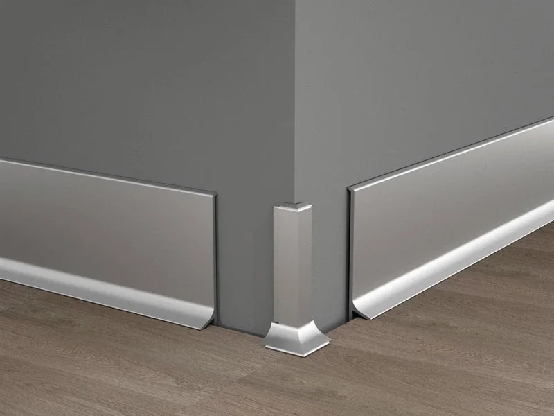 Modern metal skirting board used in a high traffic interior