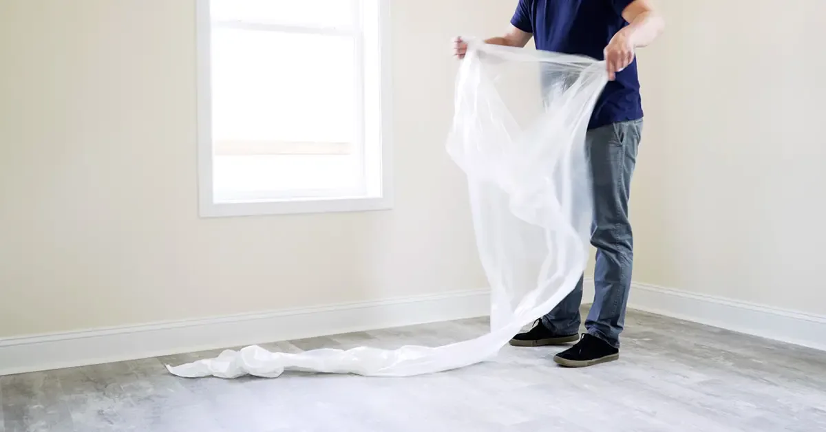 Clearing furniture and protecting the floor before removing skirting boards