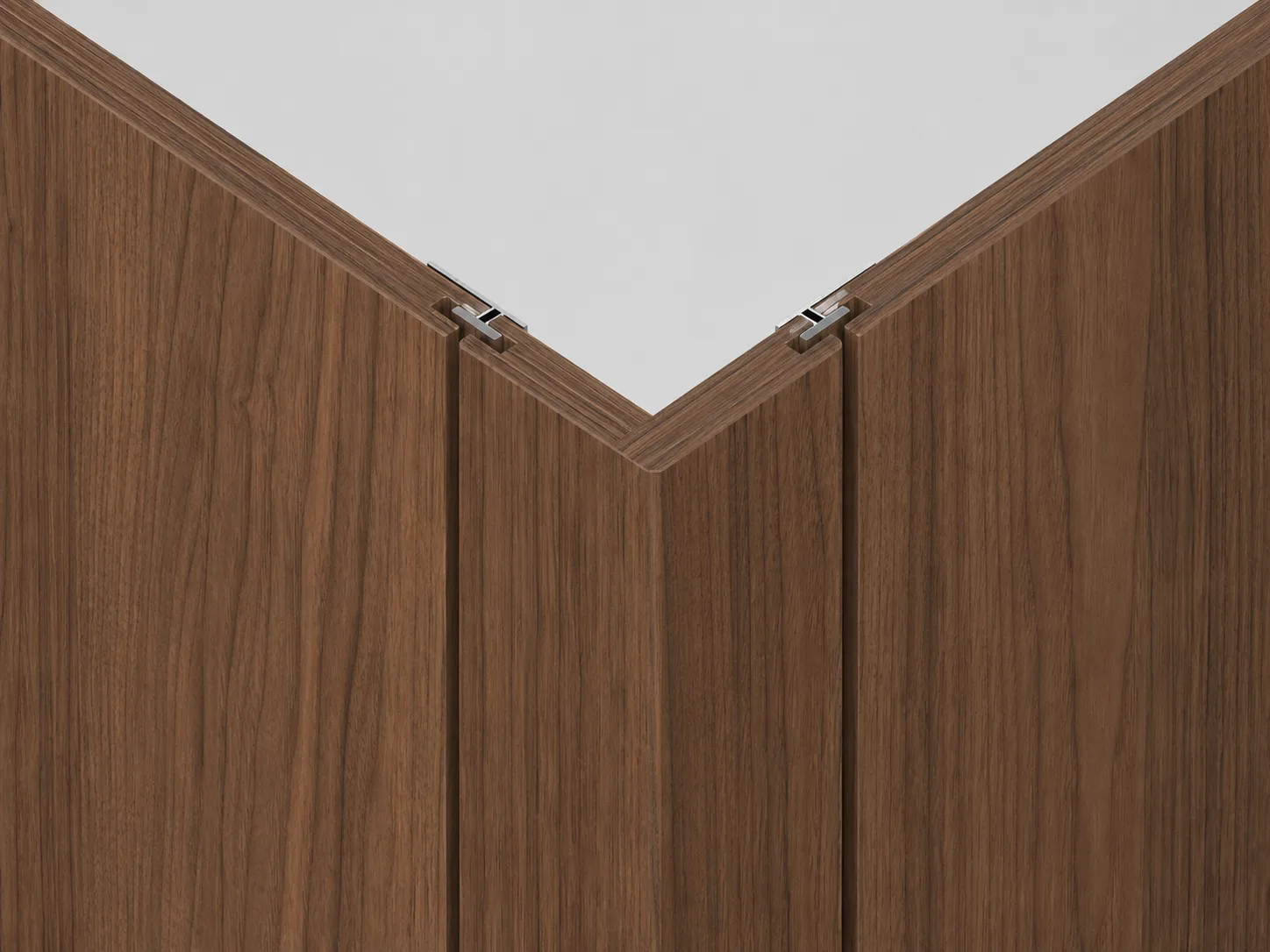 Solid wood corner trim matching wood wall paneling