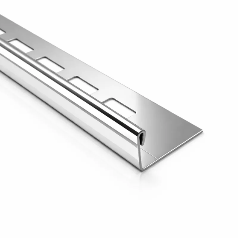 Stainless steel tile edge trim for high-impact wall tile areas