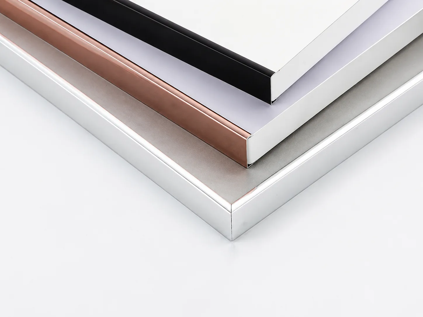 U-shaped aluminum edge trim in black rose-gold silver and white finishes