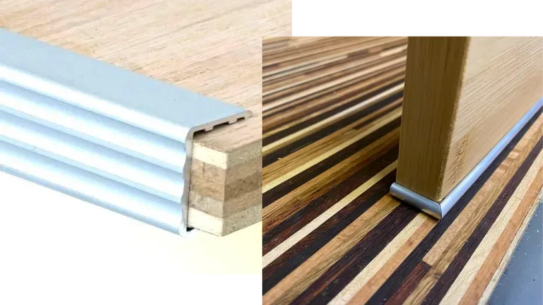 Aluminum edge trim covering exposed plywood edges