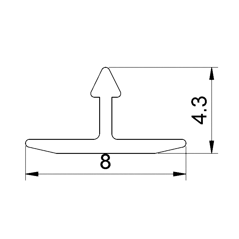 4.3x8MM Aluminum T Trim