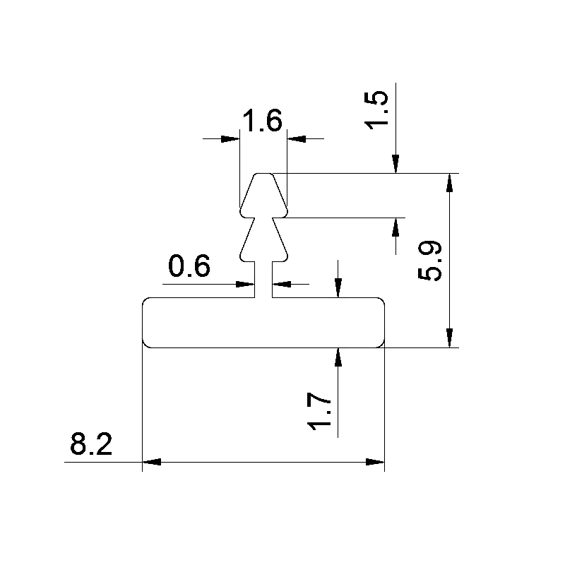 5.9x8.2MM Aluminum T Trim