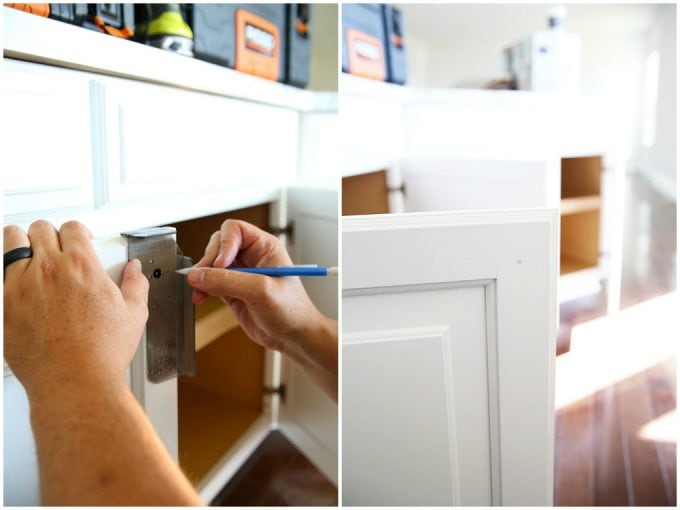 Marking a consistent reference point before installing kitchen cabinet handles