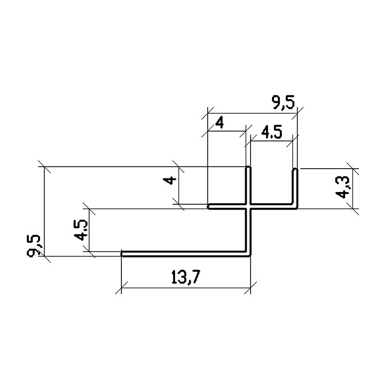 4.5MM Wall Panel Flanged Inside Corner Trim