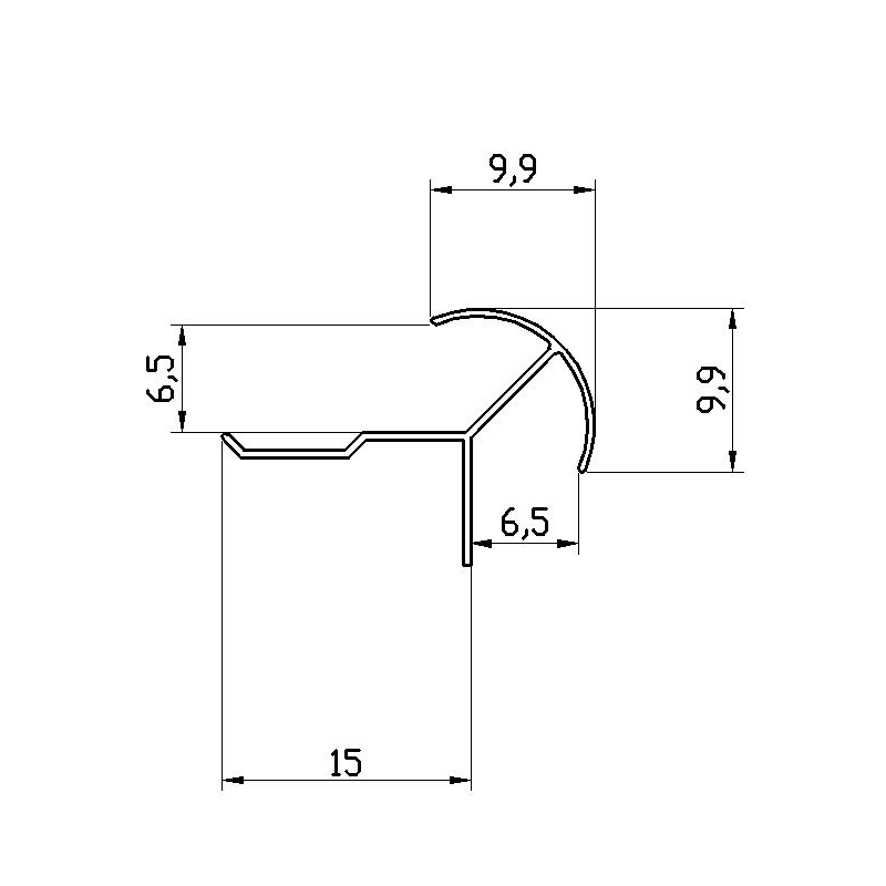 6.5MM Radiused Outside Corner Trim