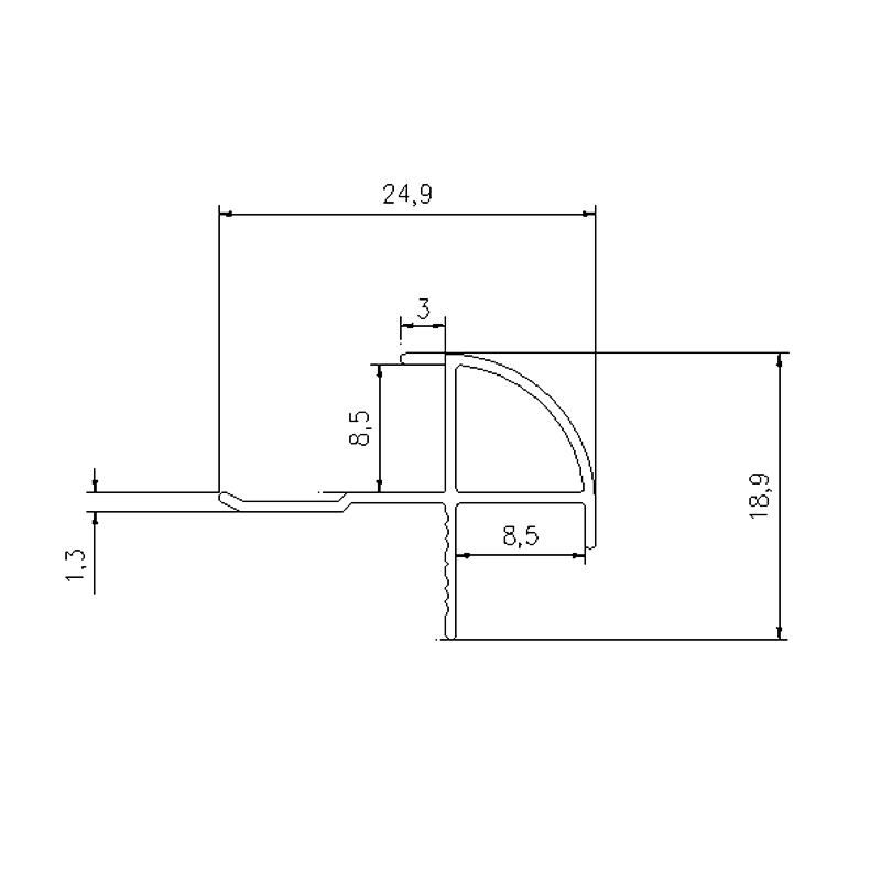 8.5MM Semicircular Outside Corner Trim