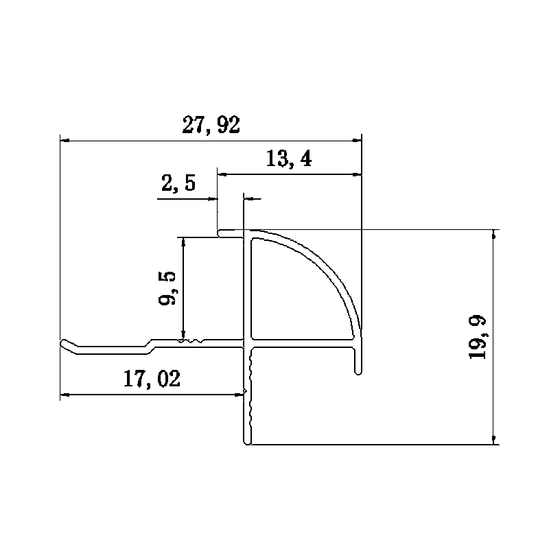 9.5MM Semicircular Outside Corner Trim