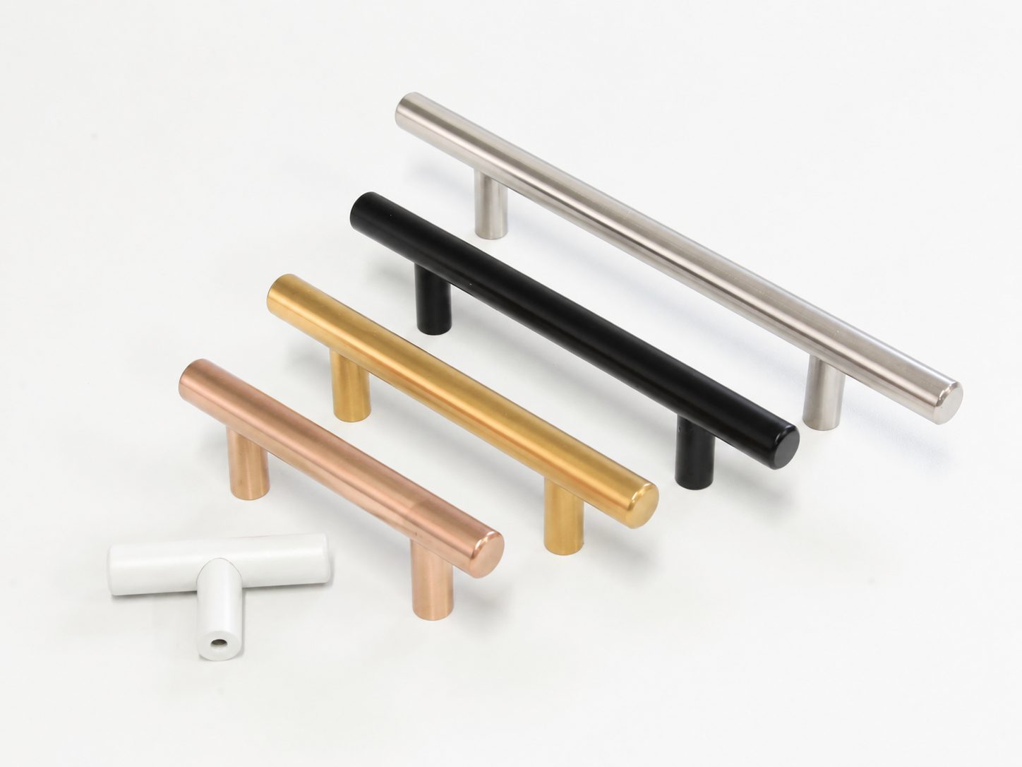 Aluminum bar pulls and T-bar cabinet handles for drawers and cabinet doors
