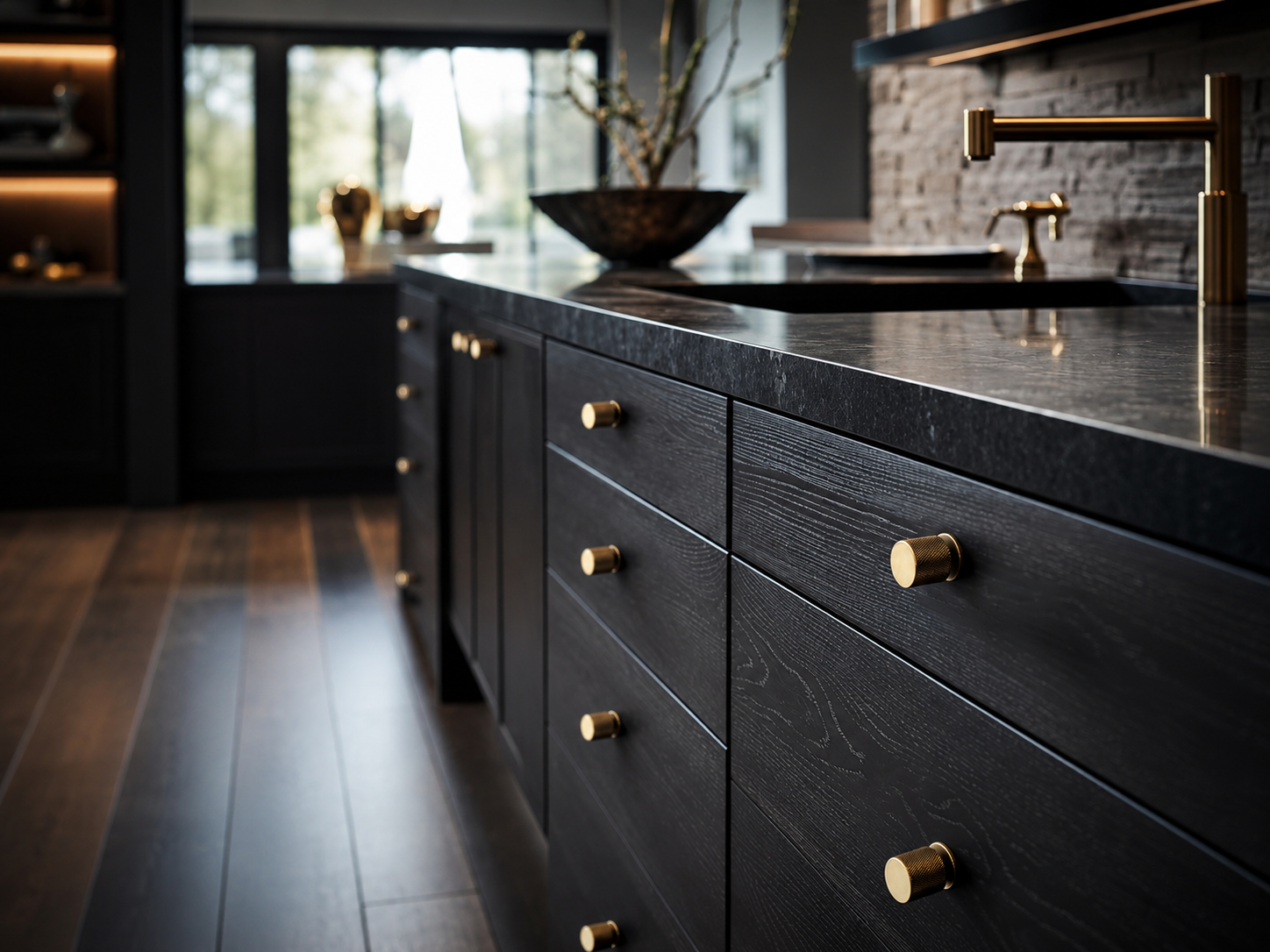 Aluminum cabinet knobs in compact shapes and modern furniture finishes