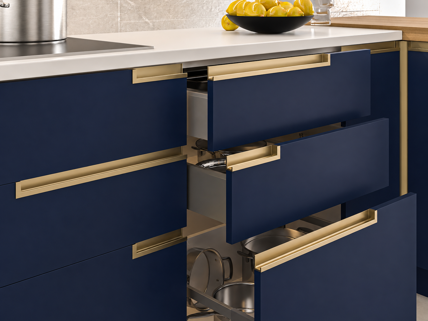 Aluminum integrated profile handles for modern cabinet and furniture systems