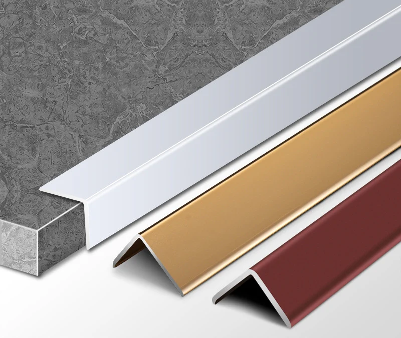 Aluminum panel trim profiles in white, gold, and red finishes