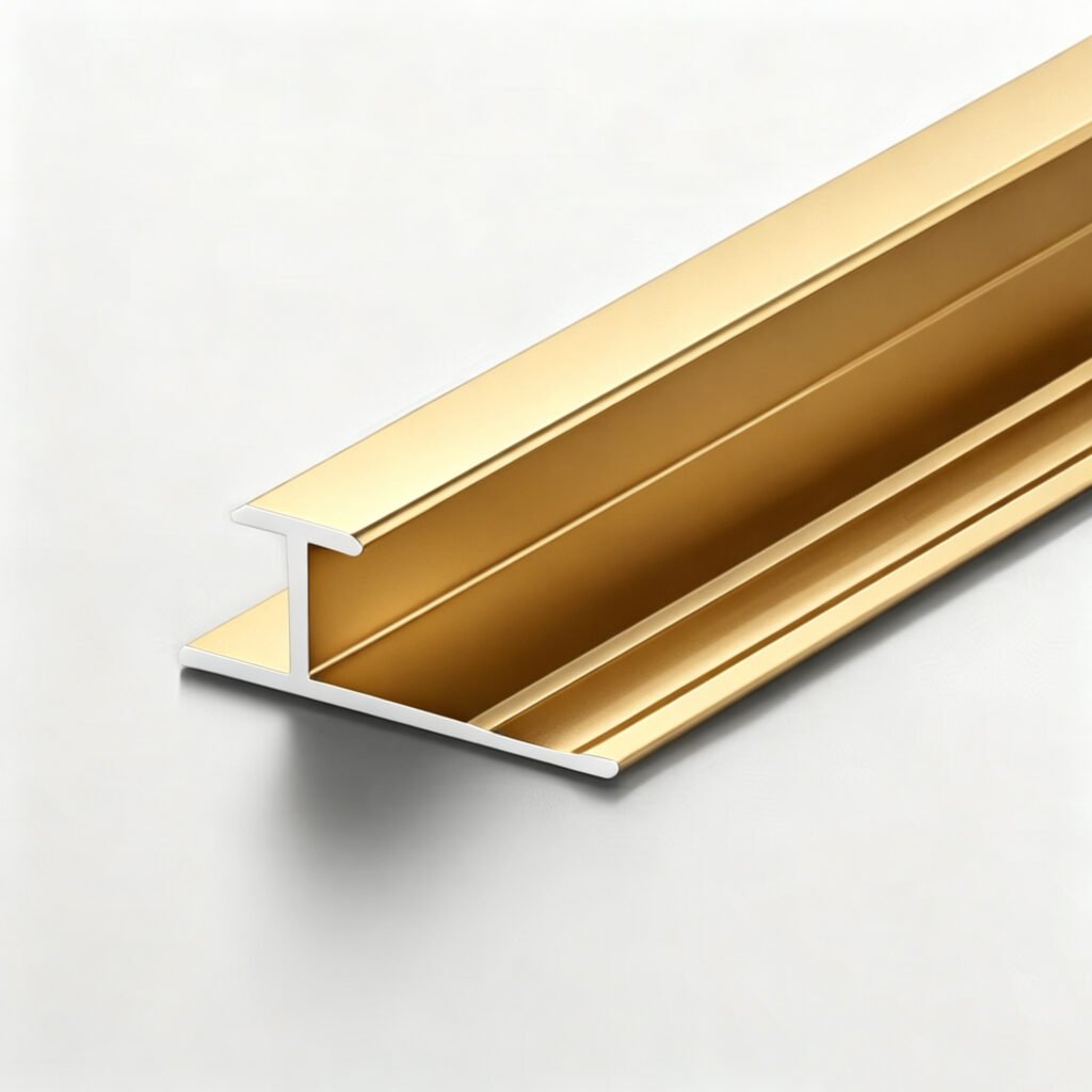 Gold H-shaped aluminum joining trim for wall panels