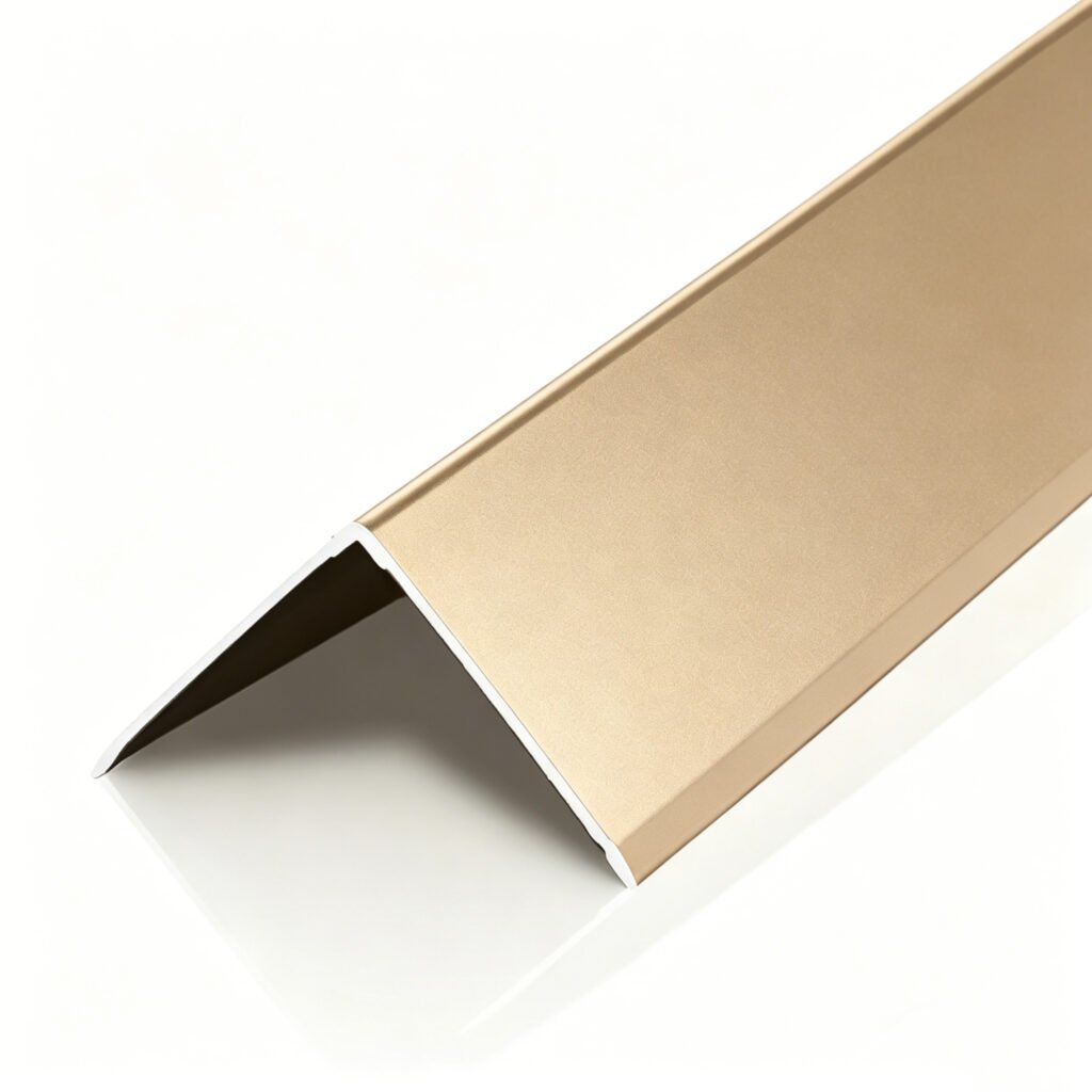 Gold L-shaped aluminum edge and corner trim profile