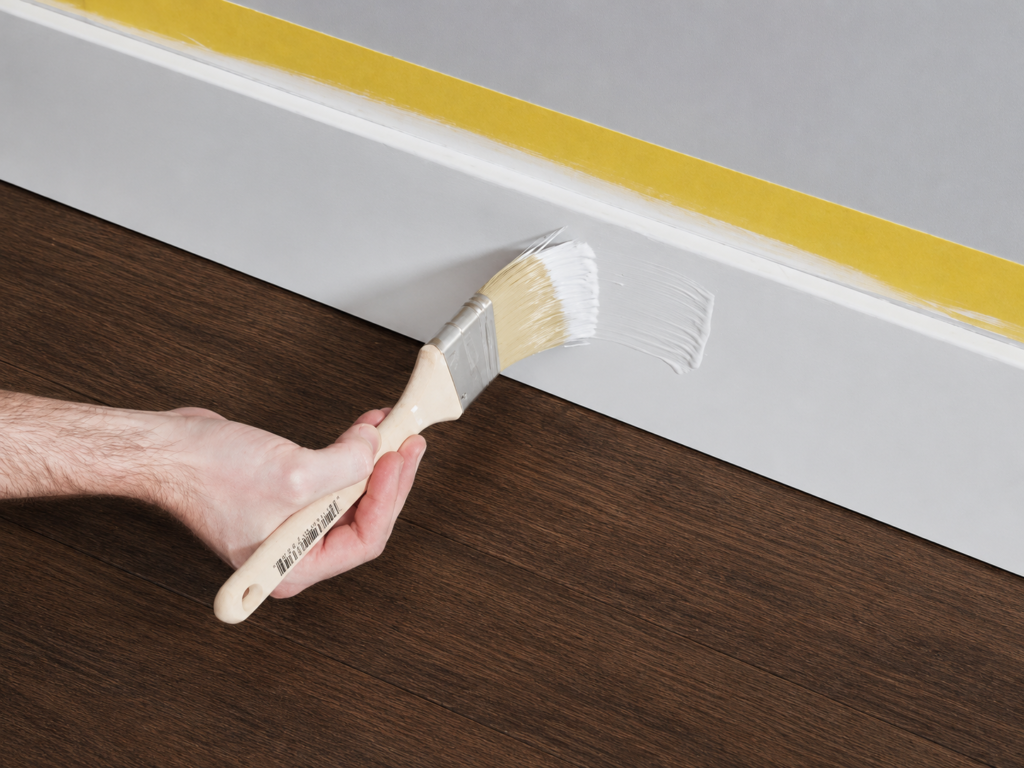 Painting and touching up baseboard molding for a clean finished edge