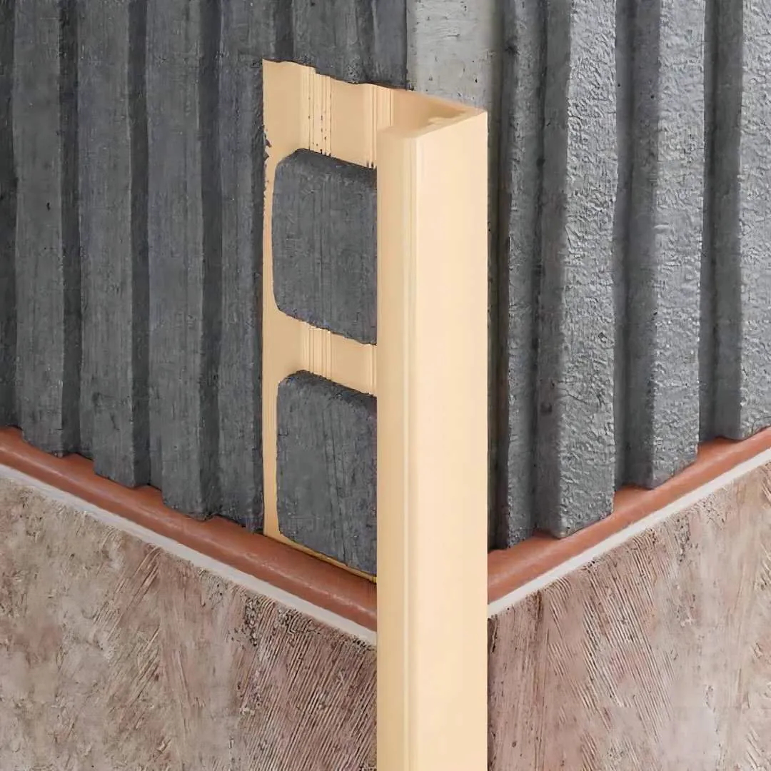 Straight and L-shaped metal tile edge trim profile for wall edges and external corners