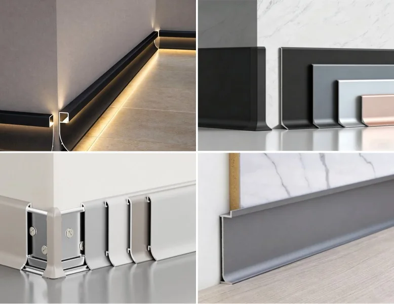 Aluminum baseboard styles for clean modern interior lines