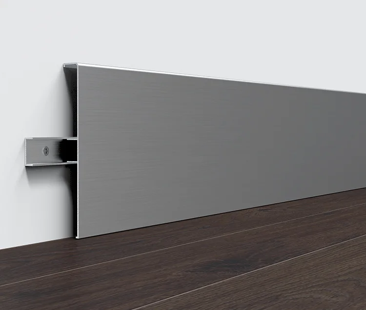 Aluminum Skirting Board Cover with a clean metallic finish