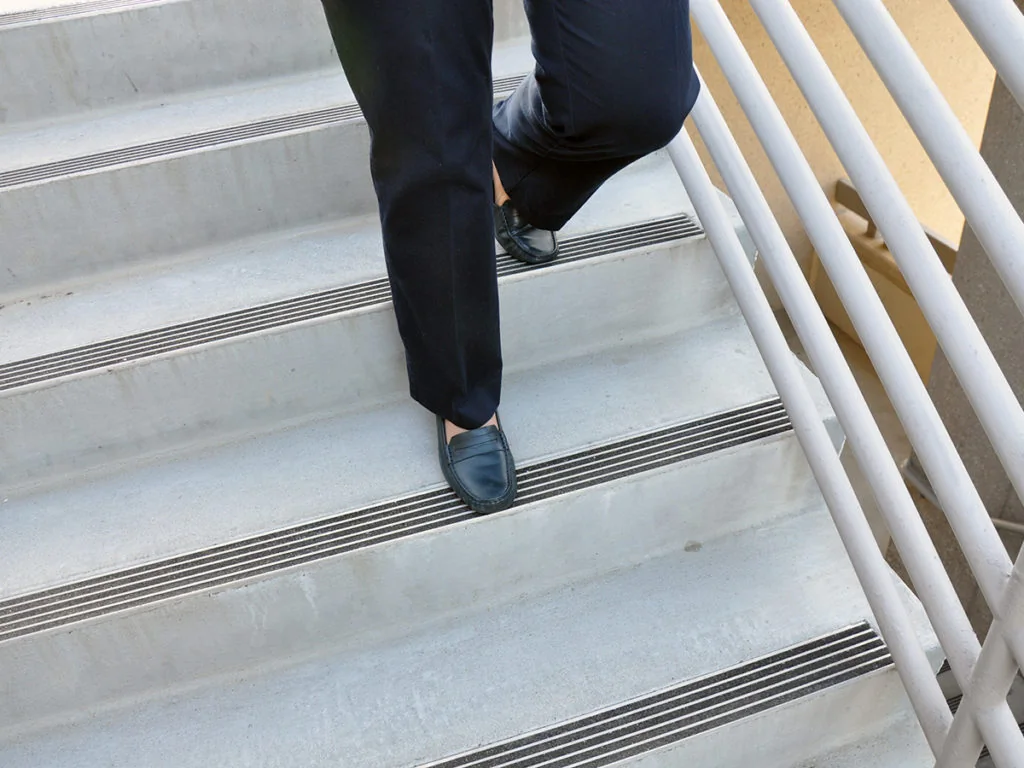 Commercial staircase showing a typical stair nosing application