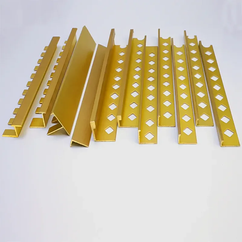 Brass corner profile with a decorative metallic finish
