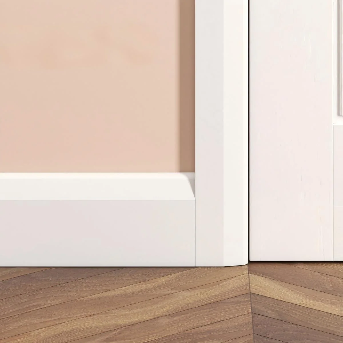Chamfered skirting profile with an angled face