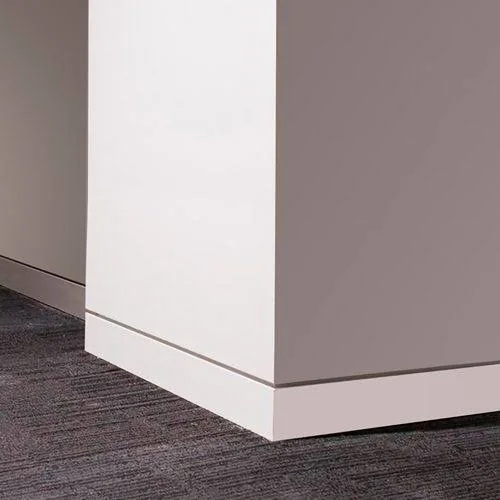 Flush recessed skirting installed in line with the wall
