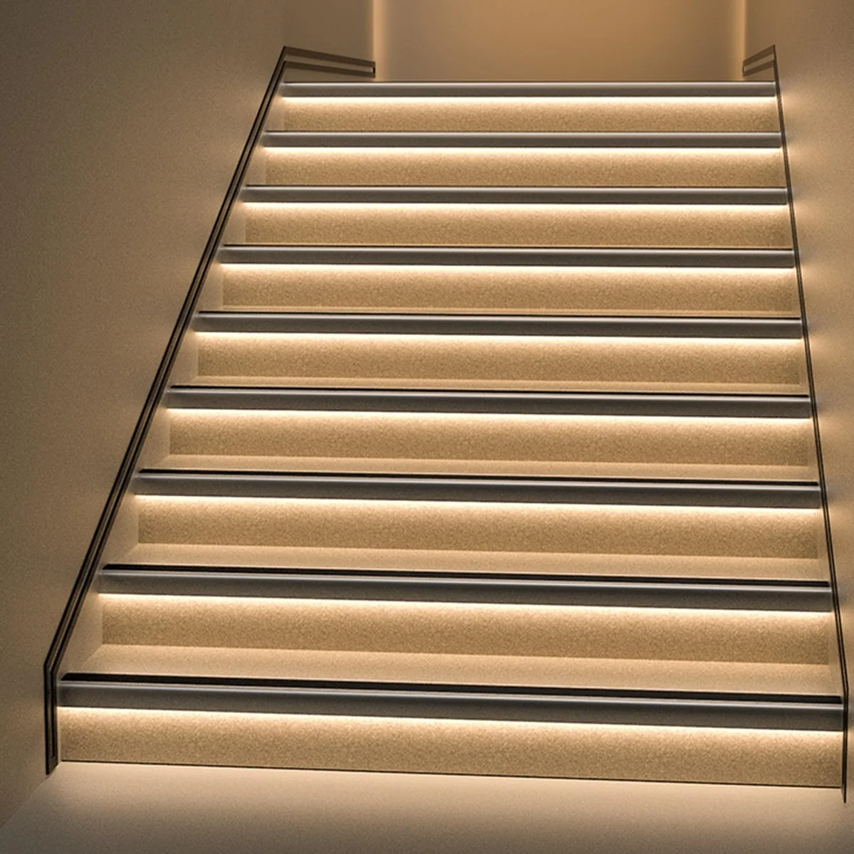 Illuminated metal stair edge nosing for low-light step visibility