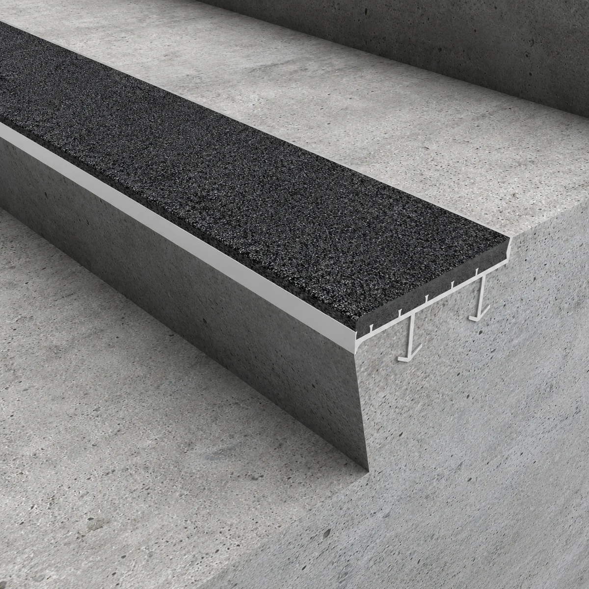 Insert-type stair edge nosing with a replaceable anti-slip strip