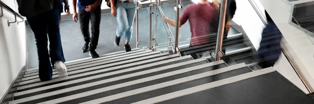 metal stair edge nosing installed on a stair tread