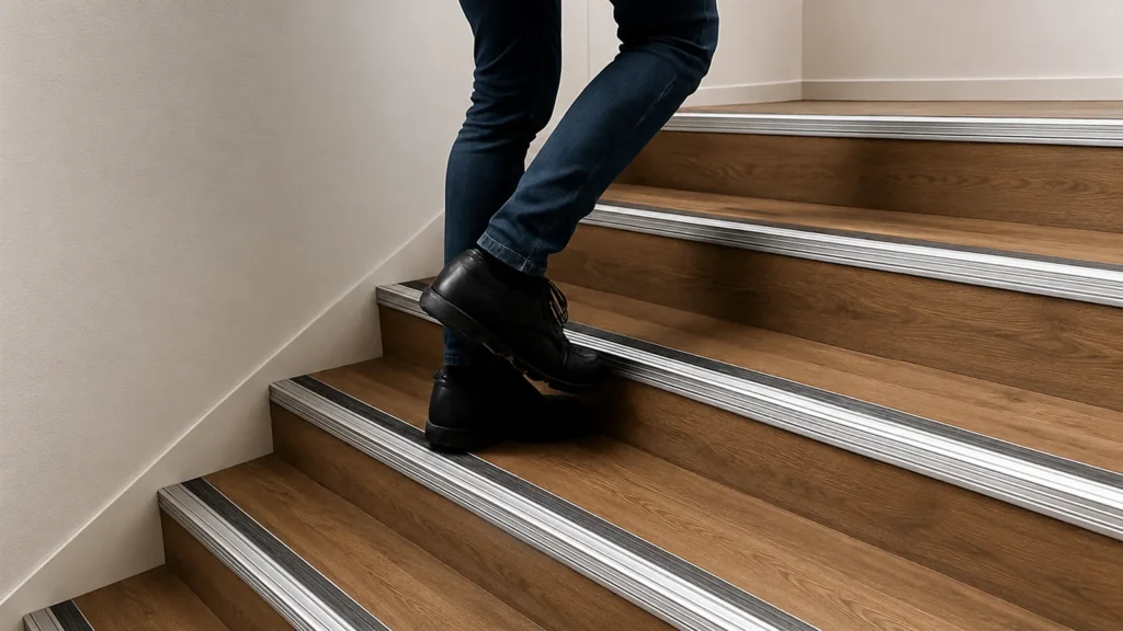 Metal Stair Nosing protecting a modern stair edge