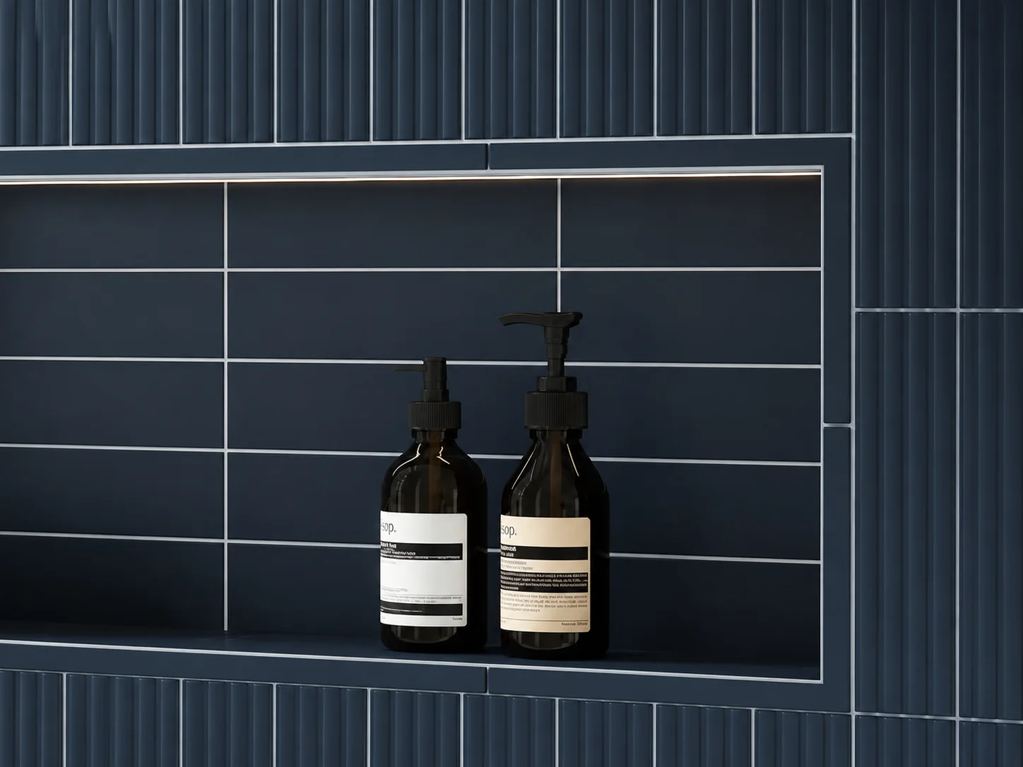 Visual comparison of ceramic and metal tile edge finishes