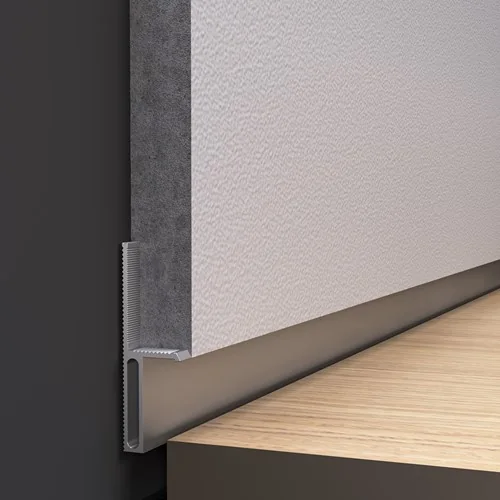 Shadow gap skirting creating a floating wall effect