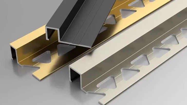 Square metal edge profile creating a clean modern line