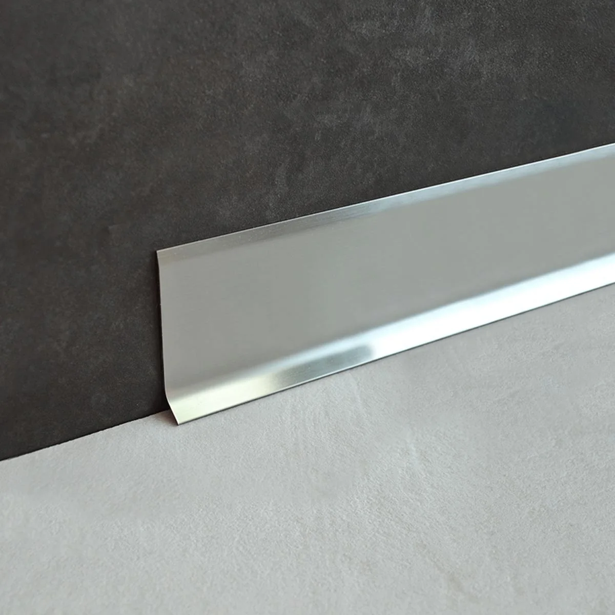 Stainless steel skirting board for hygienic high traffic interiors