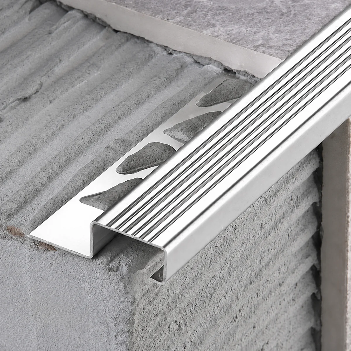 Stainless steel stair edge nosing for high-traffic stairs
