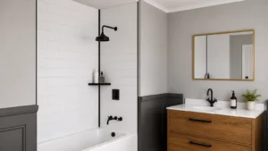 Tile Corner Trim protecting a vulnerable tiled wall corner