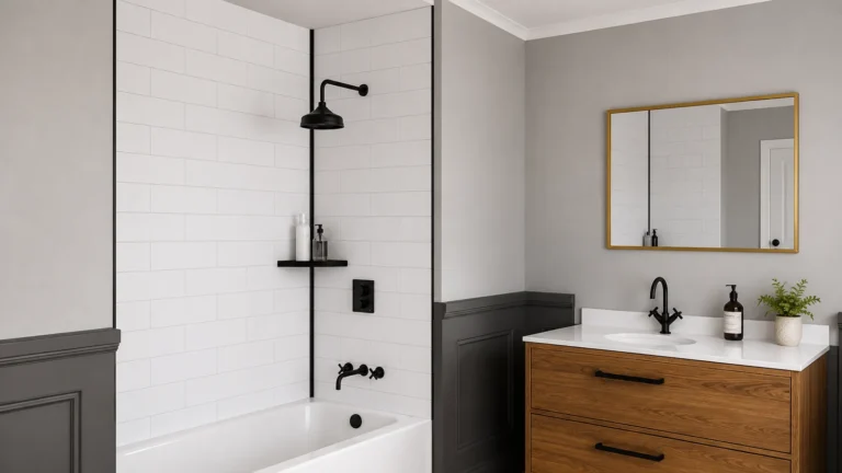 Tile Corner Trim protecting a vulnerable tiled wall corner