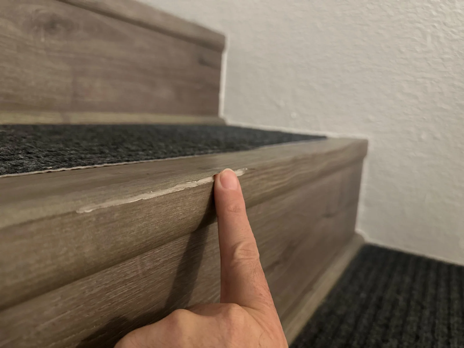 Vinyl stair nosing compared with a stronger metal stair edge