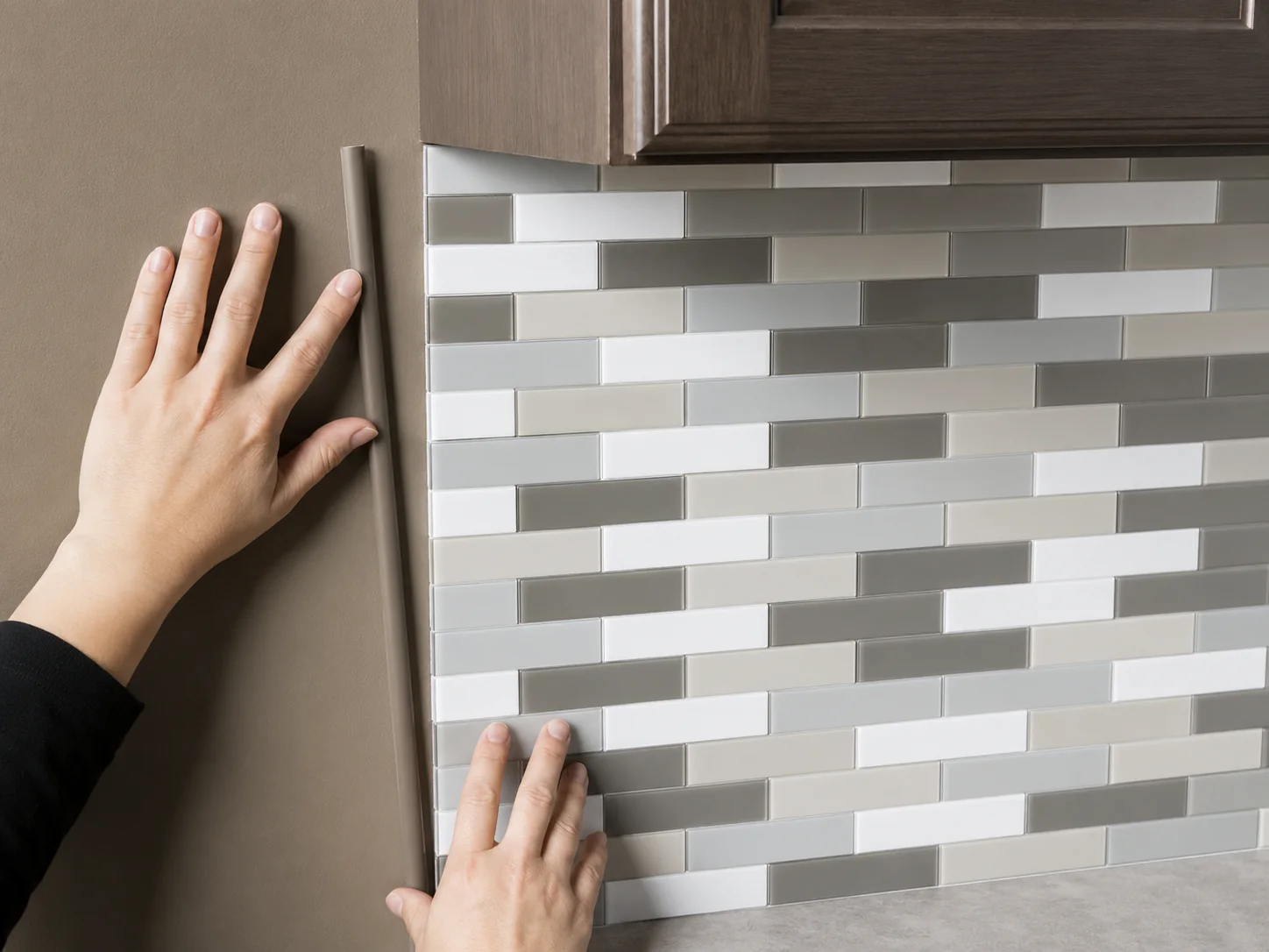 Installing backsplash tile trim for a clean finished edge