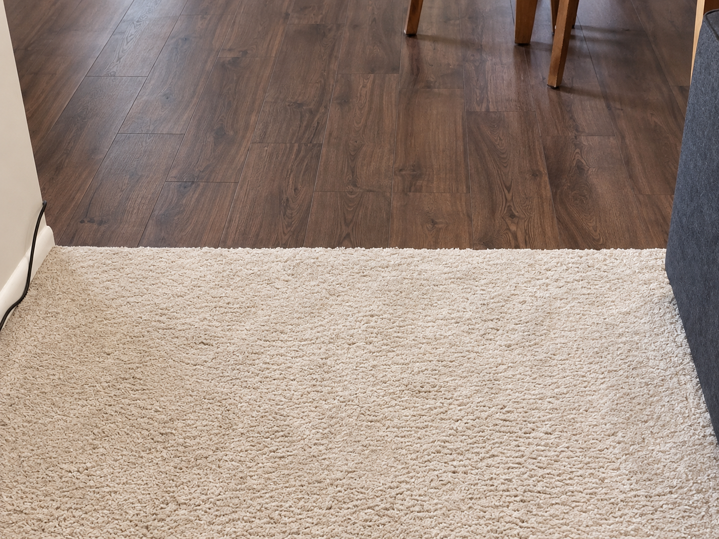 Carpet transition strip between carpet and hardwood flooring