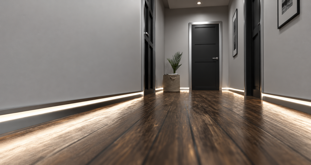 LED Skirting Board lighting along a modern hallway