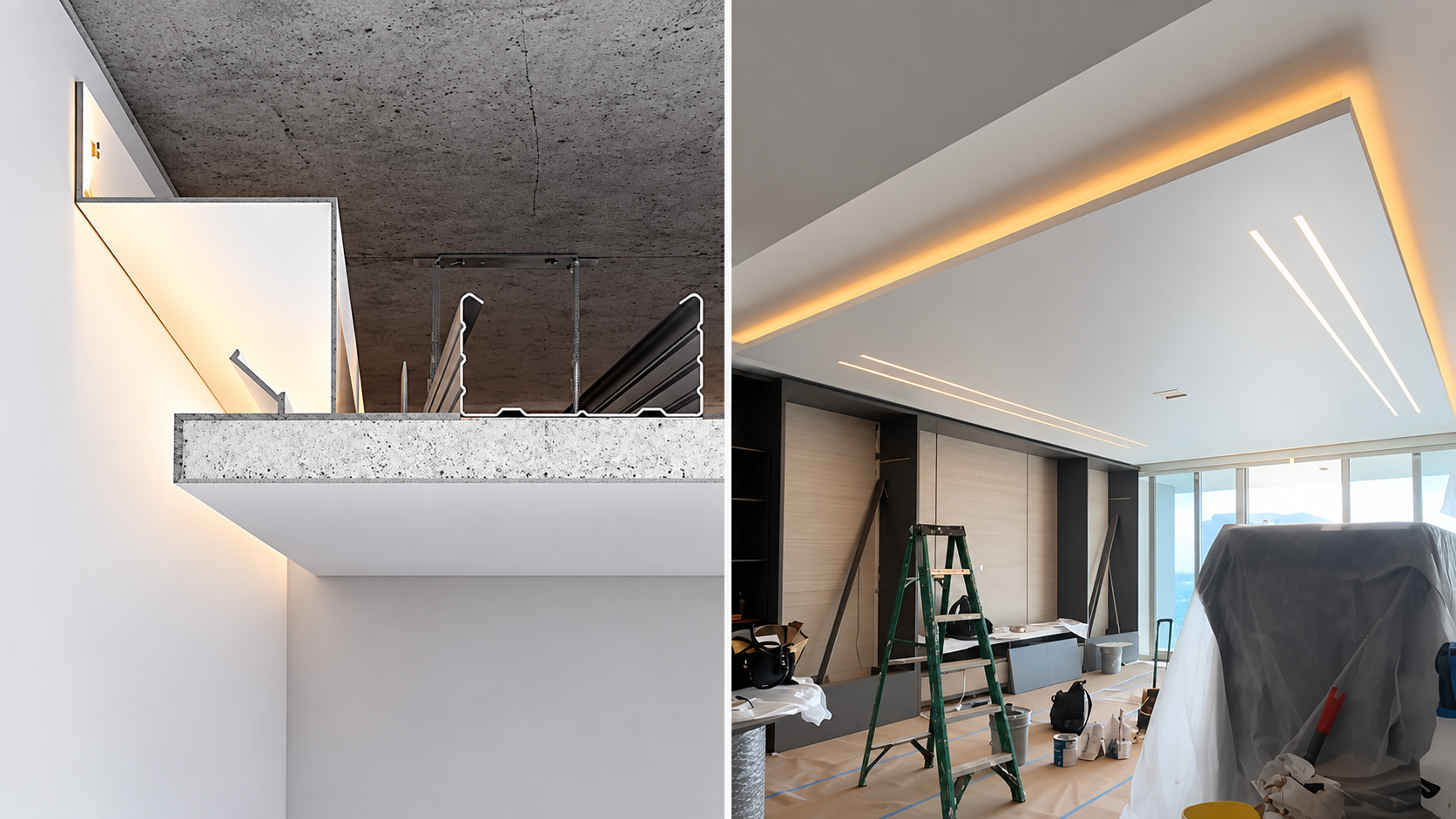 Two-level floating shadow line ceiling design
